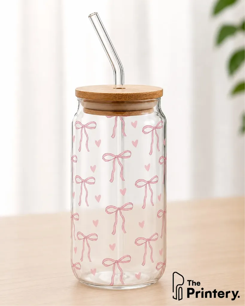 Glass Tumbler- Pink Bow